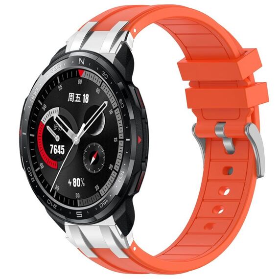 Per Honor Watch GS Pro 22mm Quick Release Fibbia Argentata Cinturino per Orologio in Silicone Reale (Arancione)