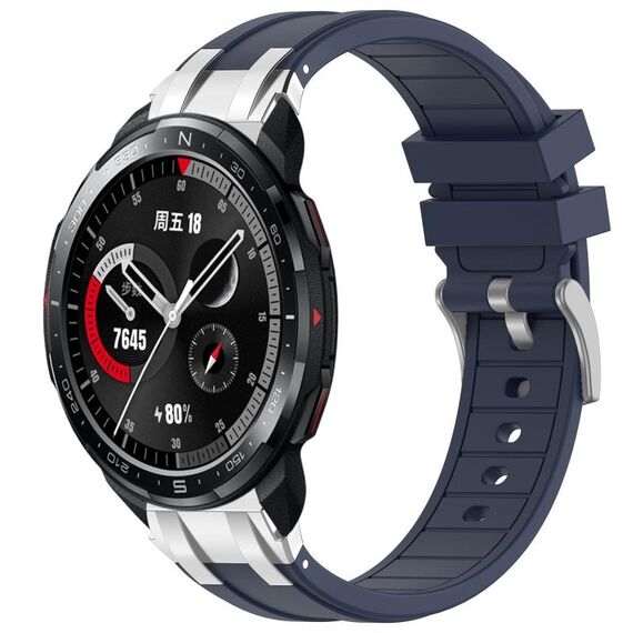 Per Honor Watch GS Pro 22mm Quick Release Fibbia Argentata Cinturino per Orologio in Silicone Reale (Blu Navy)