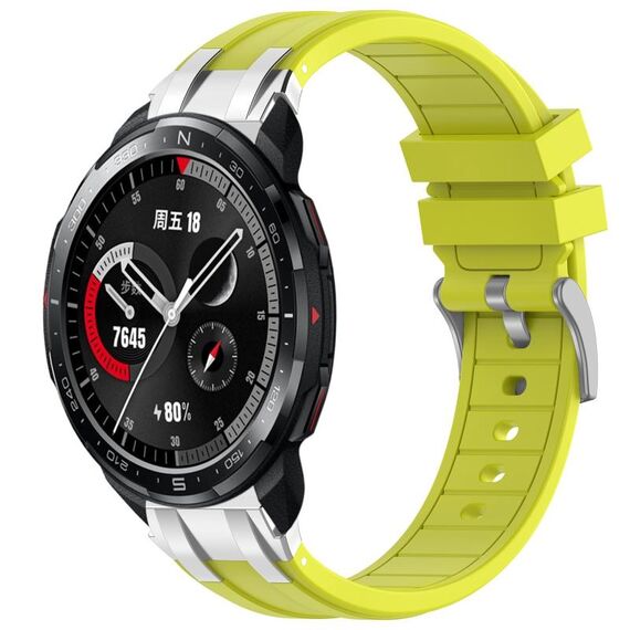 Per Honor Watch GS Pro 22mm Quick Release Fibbia Argentata Cinturino per Orologio in Silicone Reale (Vital Yellow)
