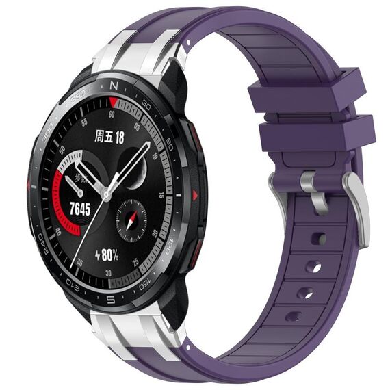 Per Honor Watch GS Pro 22mm Quick Release Fibbia Argentata Cinturino Orologio in Silicone Reale (Viola)