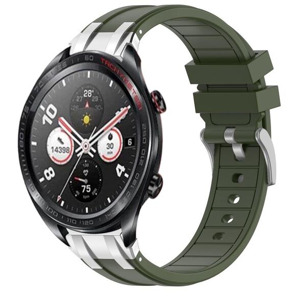 Per Honor Magic Watch 22mm Quick Release Silver Buckle Royal Silicone Watch Band (verde oliva)