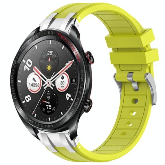 Per Honor Magic Watch 22mm Quick Release Silver Buckle Royal Silicone Watch Band (Vital Yellow)
