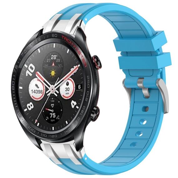 Per Honor Magic Watch 22mm Quick Release Silver Buckle Royal Silicone Watch Band (Celeste)