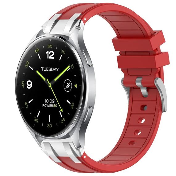 Per Xiaomi Watch 2 22mm Quick Release Silver Buckle Royal Silicone Watch Band (Rosso)