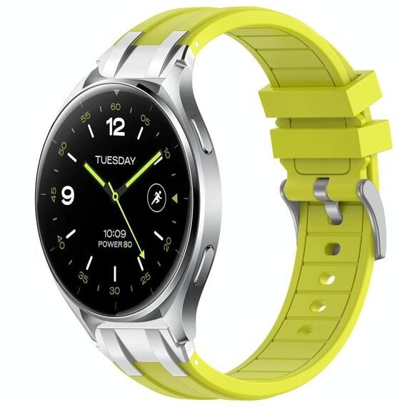 Per Xiaomi Watch 2 22mm Quick Release Silver Buckle Royal Silicone Watch Band (Vital Yellow)