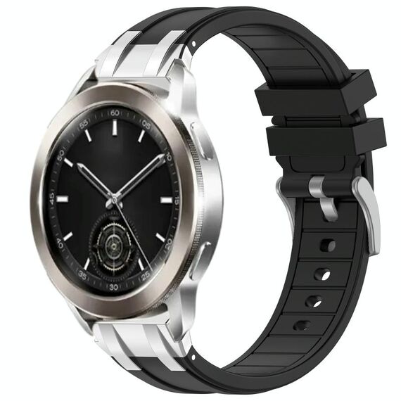 Per Xiaomi Watch S3 22mm Quick Release Silver Buckle Royal Silicone Watch Band (Nero)