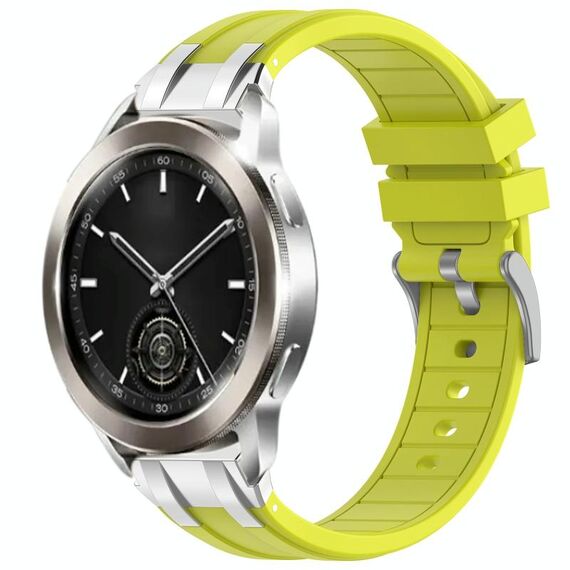 Per Xiaomi Watch S3 22mm Quick Release Silver Buckle Royal Silicone Watch Band (Vital Yellow)