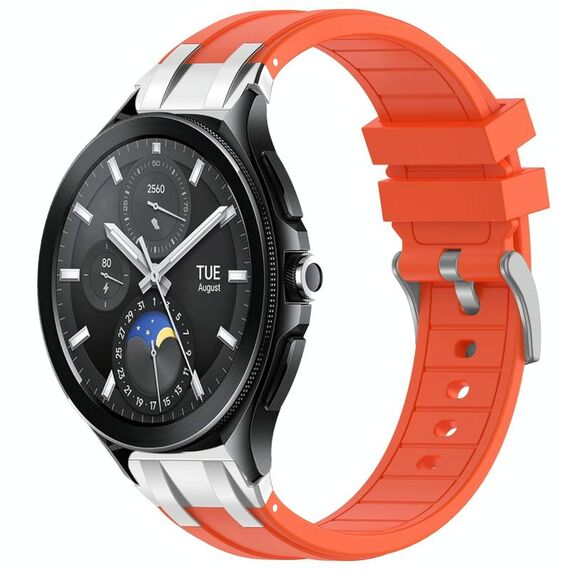 Per Xiaomi Watch 2 Pro 22mm Quick Release Silver Buckle Royal Silicone Watch Band (Arancione)
