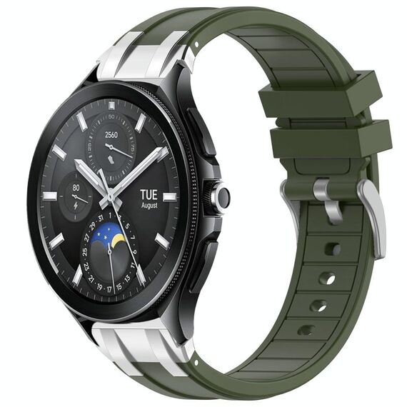 Per Xiaomi Watch 2 Pro 22mm Quick Release Silver Buckle Royal Silicone Watch Band (verde oliva)