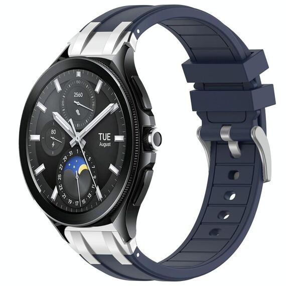 Per Xiaomi Watch 2 Pro 22mm Quick Release Silver Buckle Royal Silicone Watch Band (blu navy)