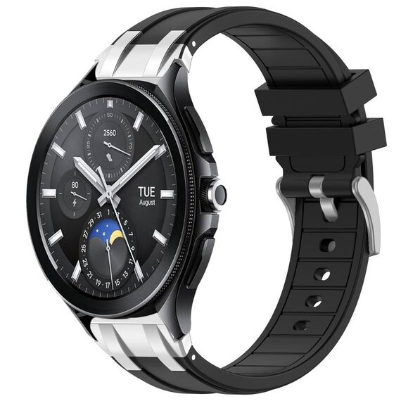 Per Xiaomi Watch 2 Pro 22mm Quick Release Silver Buckle Royal Silicone Watch Band (Nero)