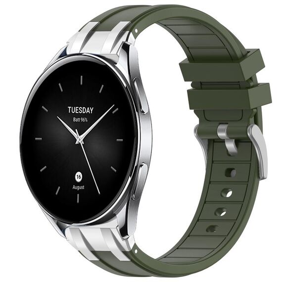Per Xiaomi Watch S2 22mm Quick Release Silver Buckle Royal Silicone Watch Band (verde oliva)