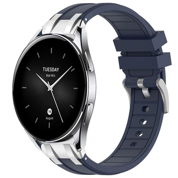 Per Xiaomi Watch S2 22mm Quick Release Silver Buckle Royal Silicone Watch Band (blu navy)