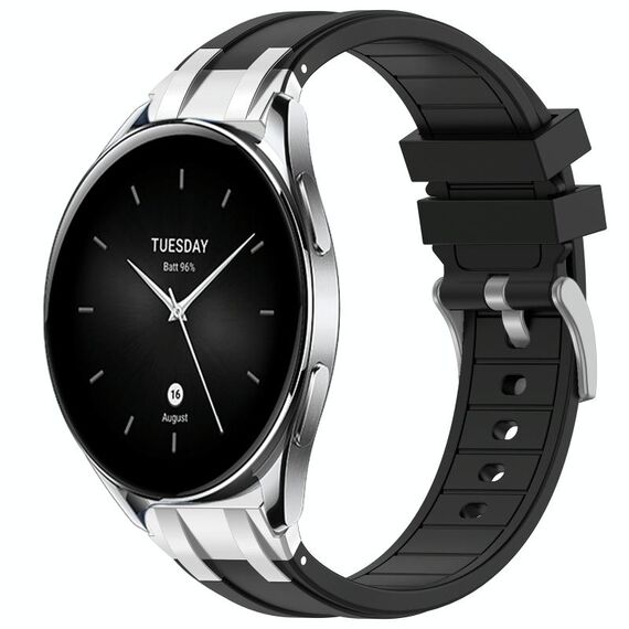 Per Xiaomi Watch S2 22mm Quick Release Silver Buckle Royal Silicone Watch Band (Nero)