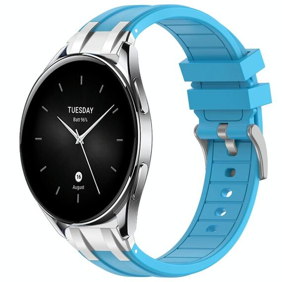 Per Xiaomi Watch S2 22mm Quick Release Silver Buckle Royal Silicone Watch Band (Celeste)