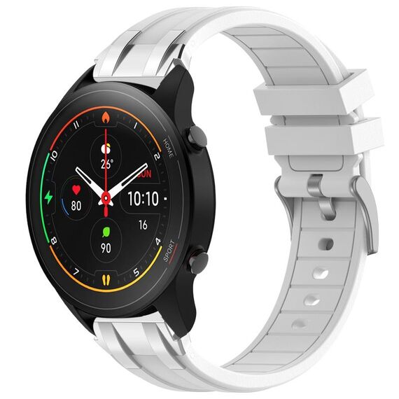 Per Xiaomi Watch S1 Pro 22mm Quick Release Silver Buckle Royal Silicone Watch Band (Bianco)