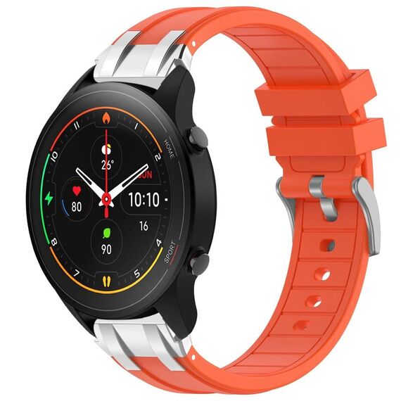 Per Xiaomi Watch S1 Pro 22mm Quick Release Silver Buckle Royal Silicone Watch Band (Arancione)