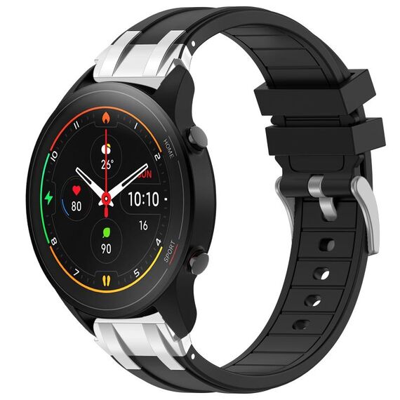 Per Xiaomi Watch S1 Pro 22mm Quick Release Silver Buckle Royal Silicone Watch Band (Nero)