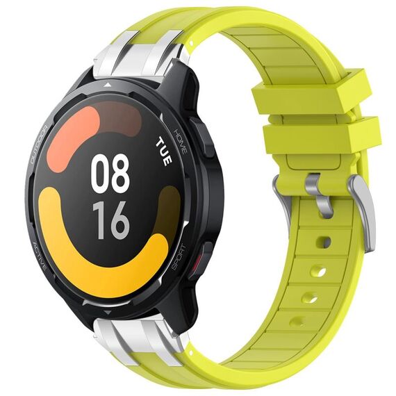Per Xiaomi Watch S1 Active 22mm Quick Release Silver Buckle Royal Silicone Watch Band (Vital Yellow)