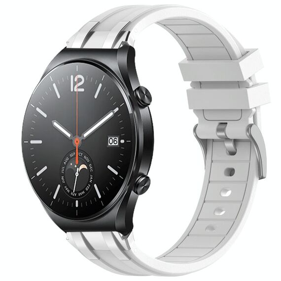Per Xiaomi Watch S1 22mm Quick Release Silver Buckle Royal Silicone Watch Band (Bianco)