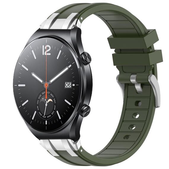 Per Xiaomi Watch S1 22mm Quick Release Silver Buckle Royal Silicone Watch Band (verde oliva)