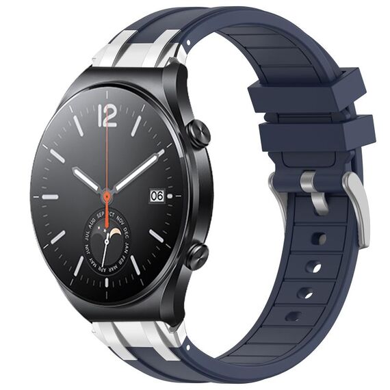 Per Xiaomi Watch S1 22mm Quick Release Silver Buckle Royal Silicone Watch Band (blu navy)