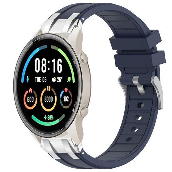 Per Xiaomi Watch Sport 22mm Quick Release Silver Buckle Royal Silicone Watch Band (blu navy)