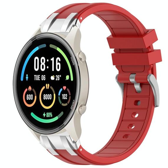 Per Xiaomi Watch Sport 22mm Quick Release Silver Buckle Royal Silicone Watch Band (Rosso)