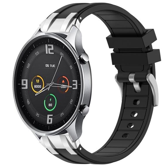 Per Xiaomi Watch Color 22mm Quick Release Silver Buckle Royal Silicone Watch Band (Nero)