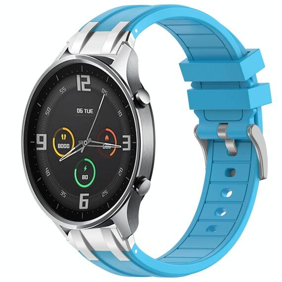 Per Xiaomi Watch Color 22mm Quick Release Silver Buckle Royal Silicone Watch Band (Celeste)