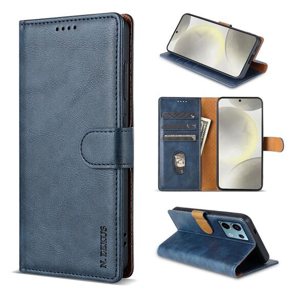 Per Redmi Note 13 Pro+ 5G Global N.BEKUS CSJ-P1 Custodia in pelle tinta unita (blu)