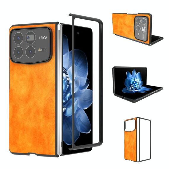 Per Xiaomi Mix Fold 4 Custodia per telefono PU con texture Lichi a due colori (arancione)