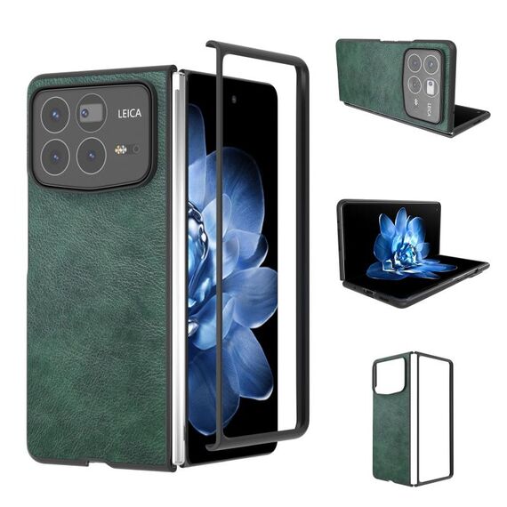 Per Xiaomi Mix Fold 4 Custodia per telefono PU con texture Lichi a due colori (verde)