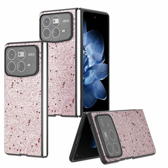 Per Xiaomi Mix Fold 4 Glitter Copertura Completa PU + Custodia per Telefono PC (Rosa)