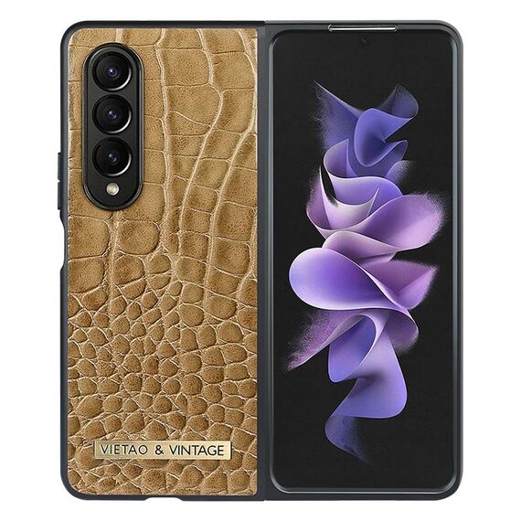 Per Samsung Galaxy Z Fold4 VIETAO Custodia in pelle PU con texture coccodrillo (marrone)