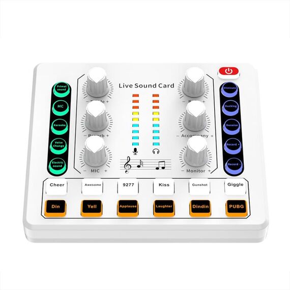 M8 Registrazione e canto Live Bluetooth Scheda audio Set, Colore: Bianco