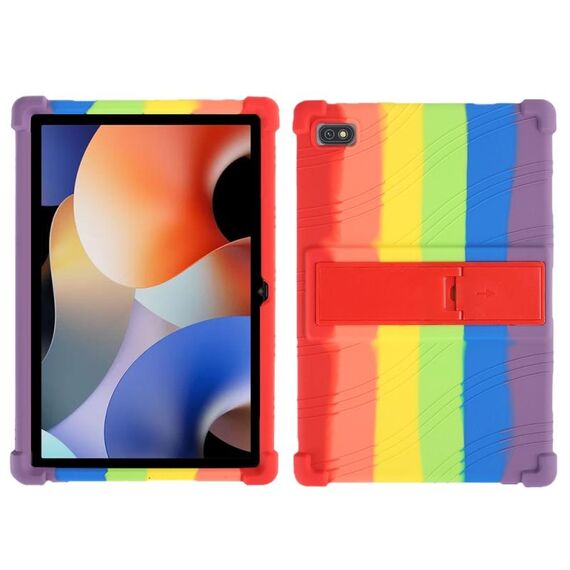 Per Blackview Oscal Pad 10 Custodia antiurto in silicone per tablet da 10,1 pollici con supporto (arcobaleno)