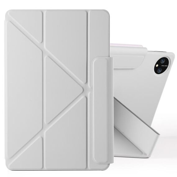 Custodia per tablet in pelle con fibbia fissa e deformazione magnetica per Honor MagicPad 2 12.3 (grigio)