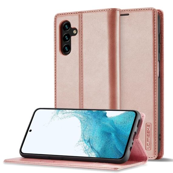 Per Samsung Galaxy S24 FE 5G LC.IMEEKE Custodia per telefono in microfibra con forte magnetismo (oro rosa)