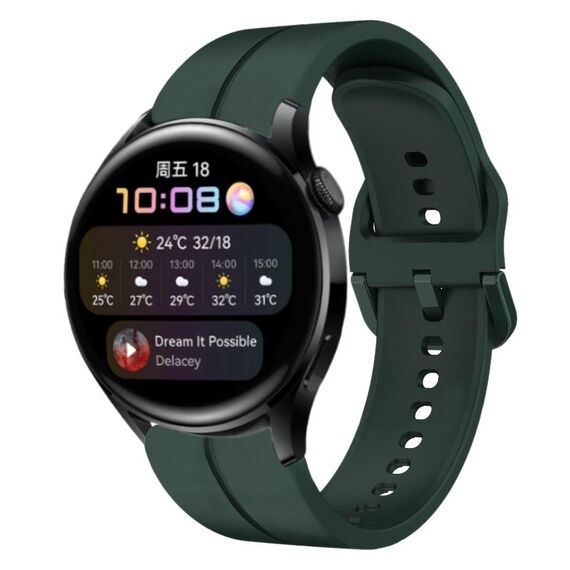 Per Huawei Watch 3 cinturino in silicone da 22 mm con cinturino (verde scuro)