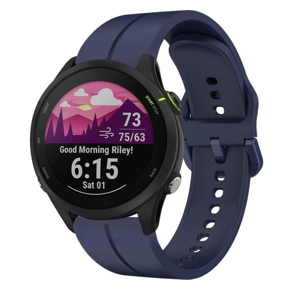 Per cinturino per orologio Garmin Forerunner 255 Music 22 mm in silicone (blu navy)