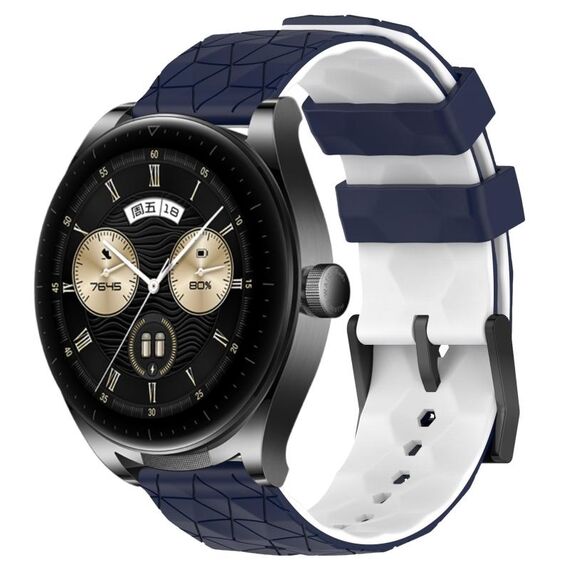Per Huawei Watch Buds 22mm Modello di calcio Cinturino in silicone bicolore (blu notte + bianco)
