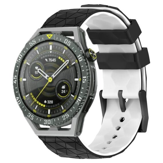 Per Huawei Watch GT 3 SE 22mm Cinturino in silicone bicolore con motivo a calcio (nero + bianco)