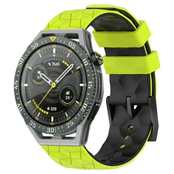 Per Huawei Watch GT 3 SE 22mm Cinturino in silicone bicolore con motivo a calcio (verde lime + nero)