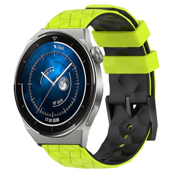 Per Huawei Watch GT3 Pro 46mm 22mm Modello di calcio Cinturino in silicone bicolore (verde lime + nero)