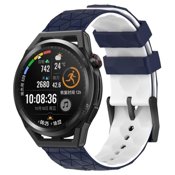Per Huawei Watch GT Runner 22mm Cinturino in silicone bicolore con motivo a calcio (blu notte + bianco)