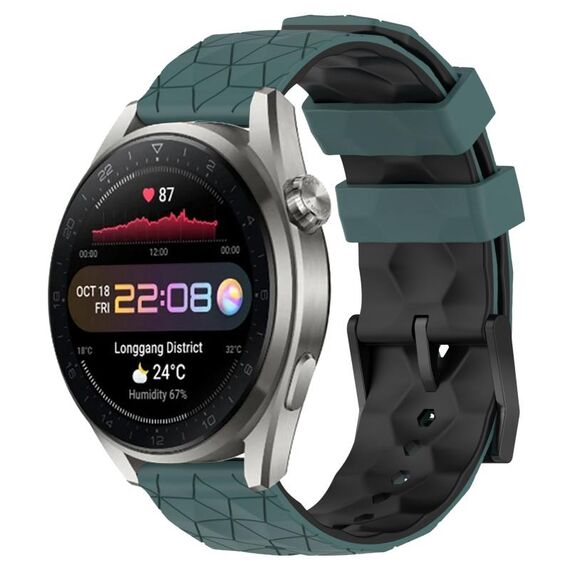 Per Huawei Watch 3 Pro Nuovo cinturino in silicone bicolore da 22 mm con motivo a calcio (verde oliva + nero)
