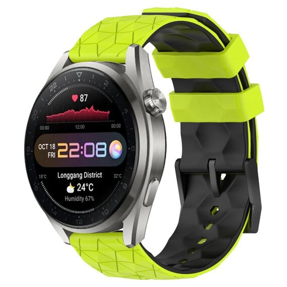 Per Huawei Watch 3 Pro Nuovo cinturino in silicone bicolore da 22 mm con motivo a calcio (verde lime + nero)