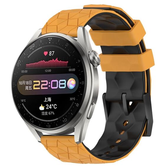 Per Huawei Watch 3 Pro 22mm Cinturino in silicone bicolore con motivo a calcio (giallo + nero)