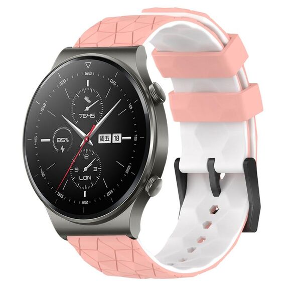 Per Huawei GT2 Pro 22mm Cinturino per orologio in silicone bicolore con motivo a calcio (rosa + bianco)
